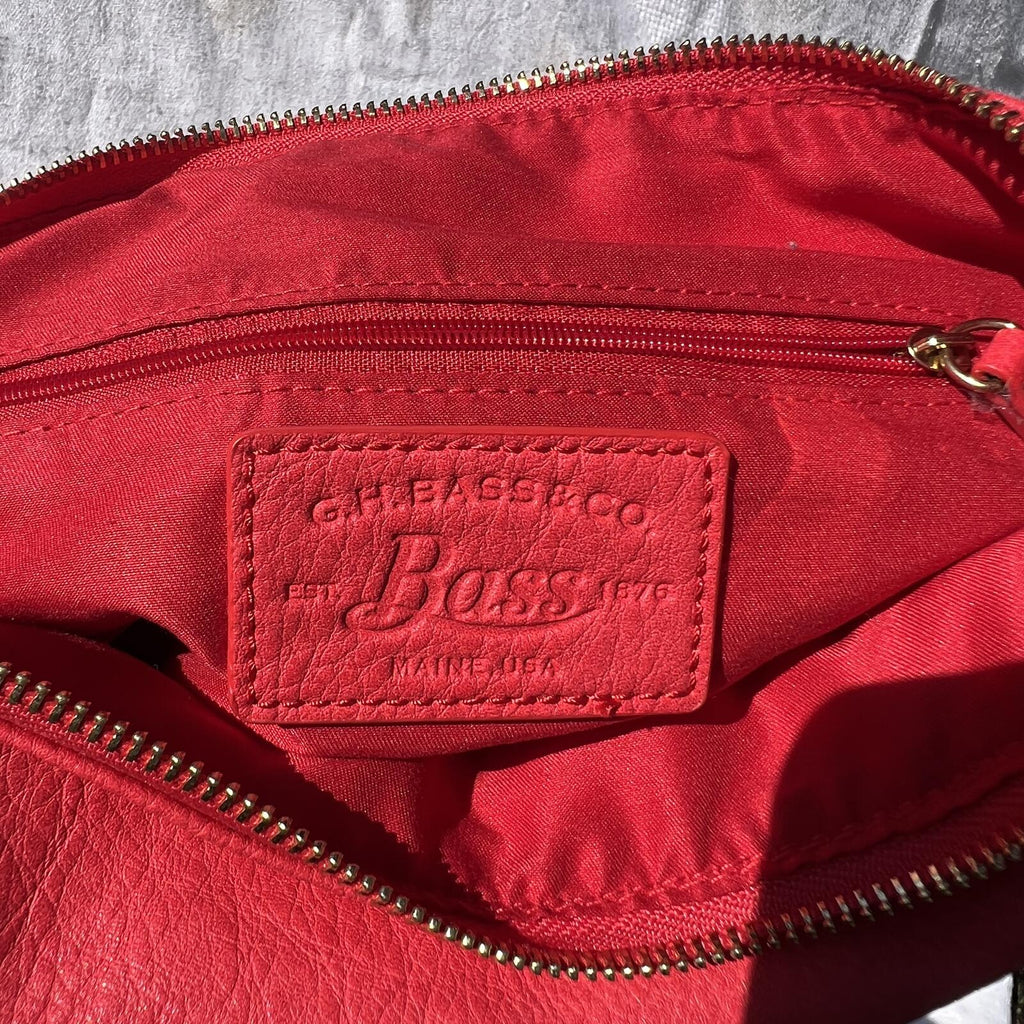 G.H. Bass Red Leather Slim Crossbody Swing Bag Minimalist Chic Purse