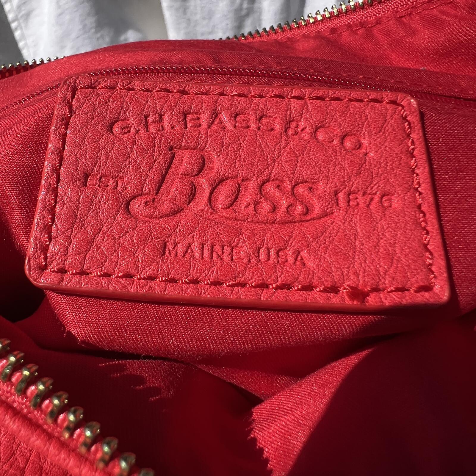 G.H. Bass Red Leather Slim Crossbody Swing Bag Minimalist Chic Purse