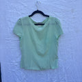 Mint Green 100% Silk Italian Blouse Short Sleeve Size 8 EU 42