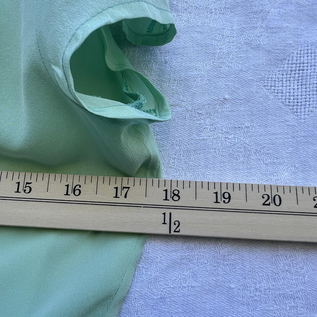 Mint Green 100% Silk Italian Blouse Short Sleeve Size 8 EU 42