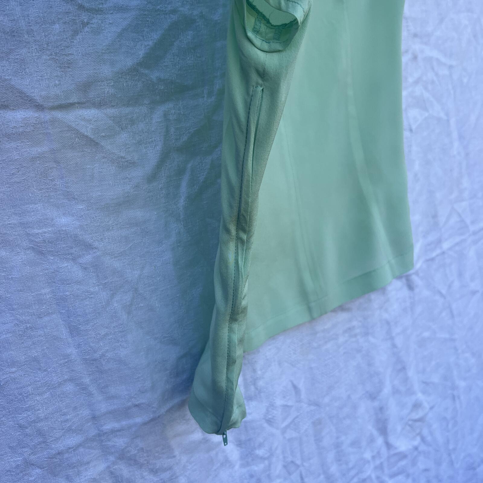 Mint Green 100% Silk Italian Blouse Short Sleeve Size 8 EU 42