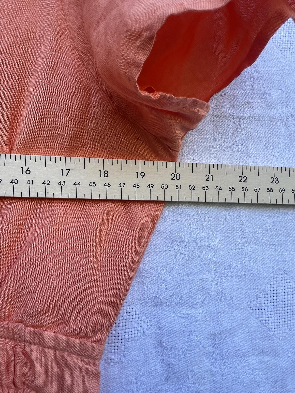 Anthropologie Coral Midi Dress Linen Blend Tiered Smocked XL Boho
