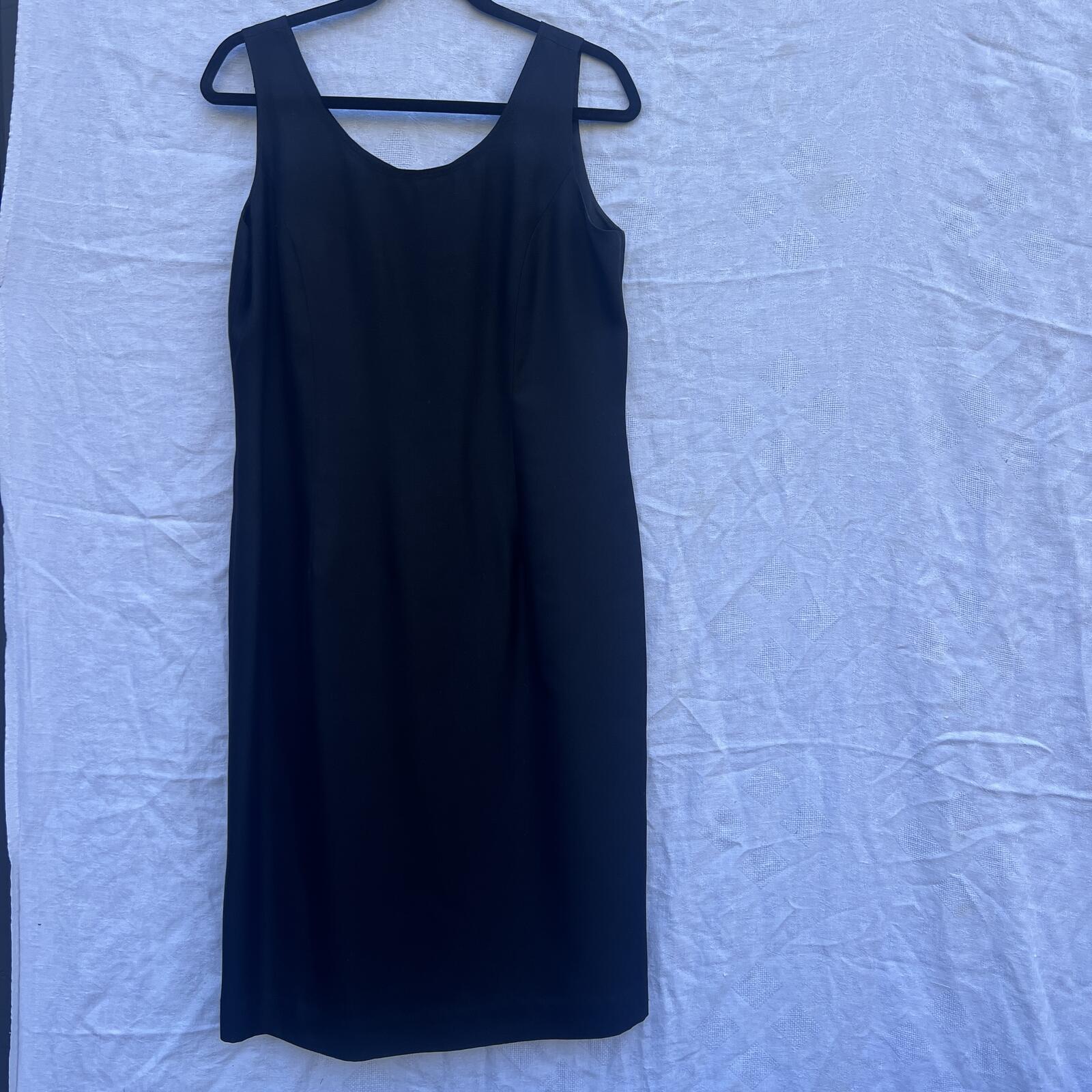 Adrianna Papell Black Midi Dress Silk Wool Blend Sleeveless Size 10