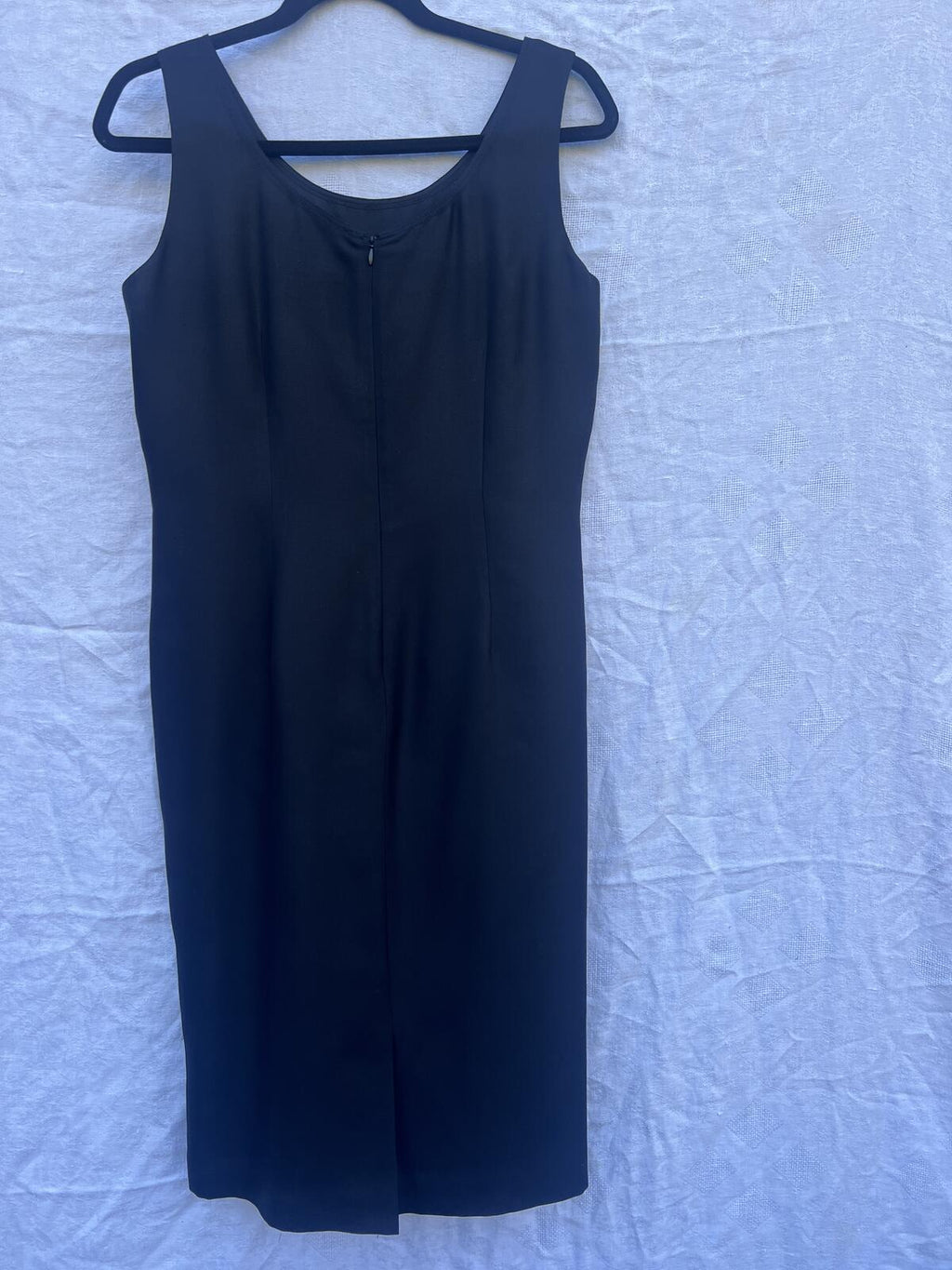 Adrianna Papell Black Midi Dress Silk Wool Blend Sleeveless Size 10