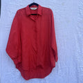 Vintage Diane Von Furstenberg Red Blouse Size L Oversized Button Up