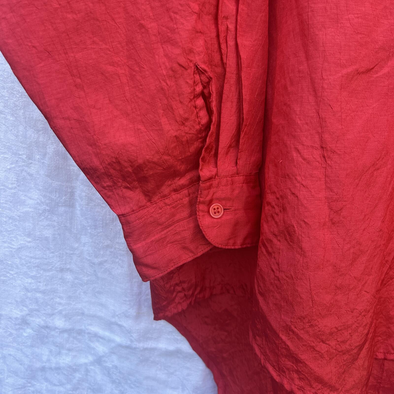 Vintage Diane Von Furstenberg Red Blouse Size L Oversized Button Up