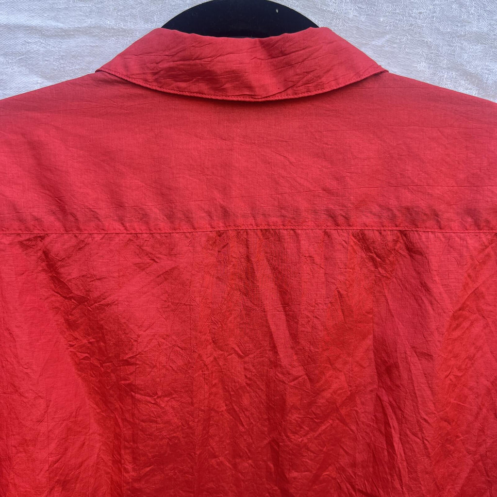 Vintage Diane Von Furstenberg Red Blouse Size L Oversized Button Up