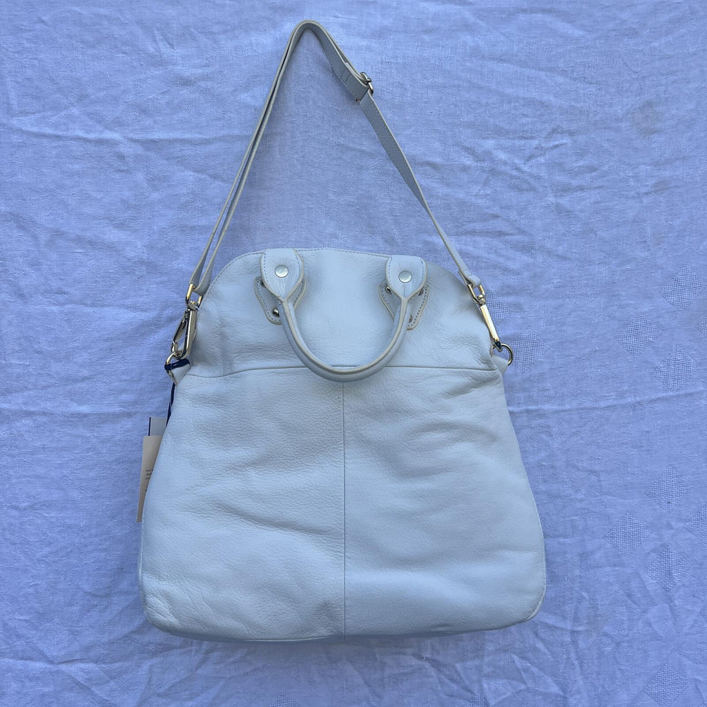 Emma Fox White Leather Satchel Crossbody Bag NWT Gold Hardware Floral