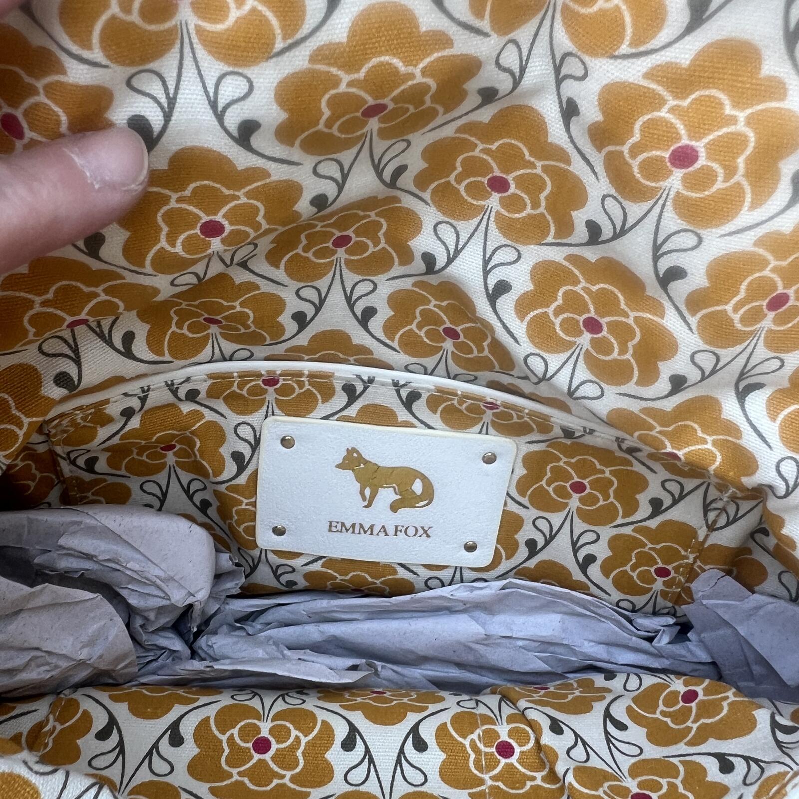 Emma Fox White Leather Satchel Crossbody Bag NWT Gold Hardware Floral