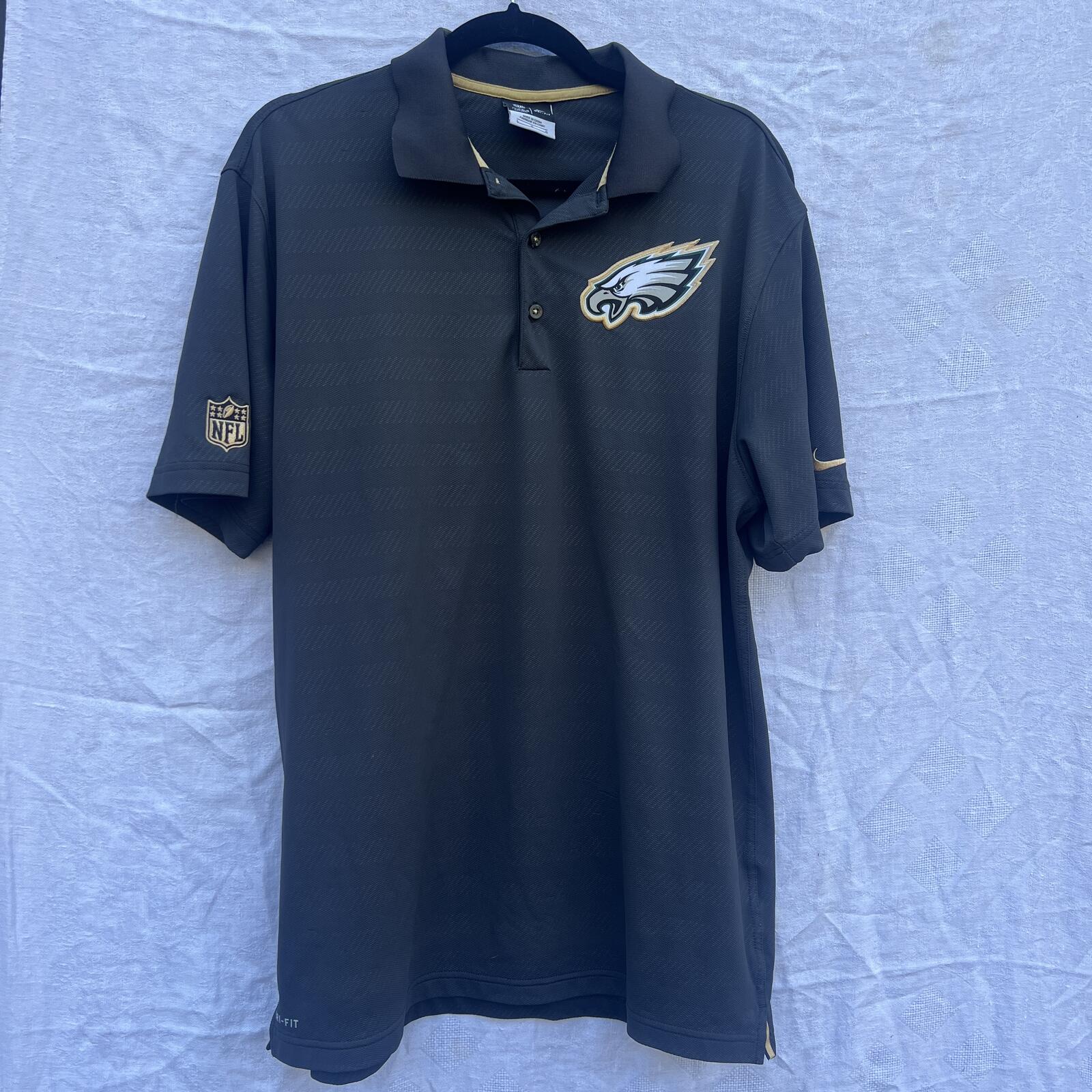 Nike Dri-FIT Eagles Polo Shirt Mens Large Black NFL Golf Performance