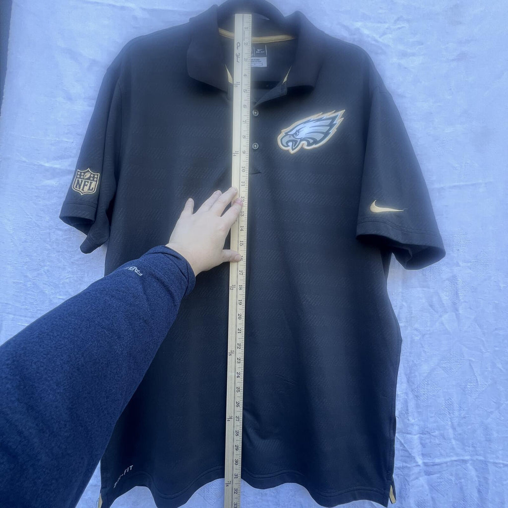 Nike Dri-FIT Eagles Polo Shirt Mens Large Black NFL Golf Performance