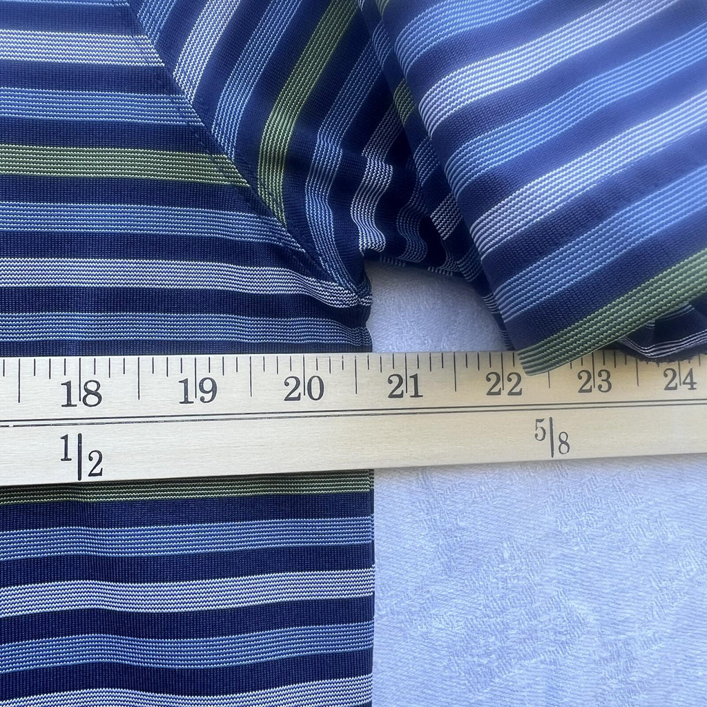 Greg Norman Polo Shirt Mens M Blue Striped Golf Performance Play Dry Polo