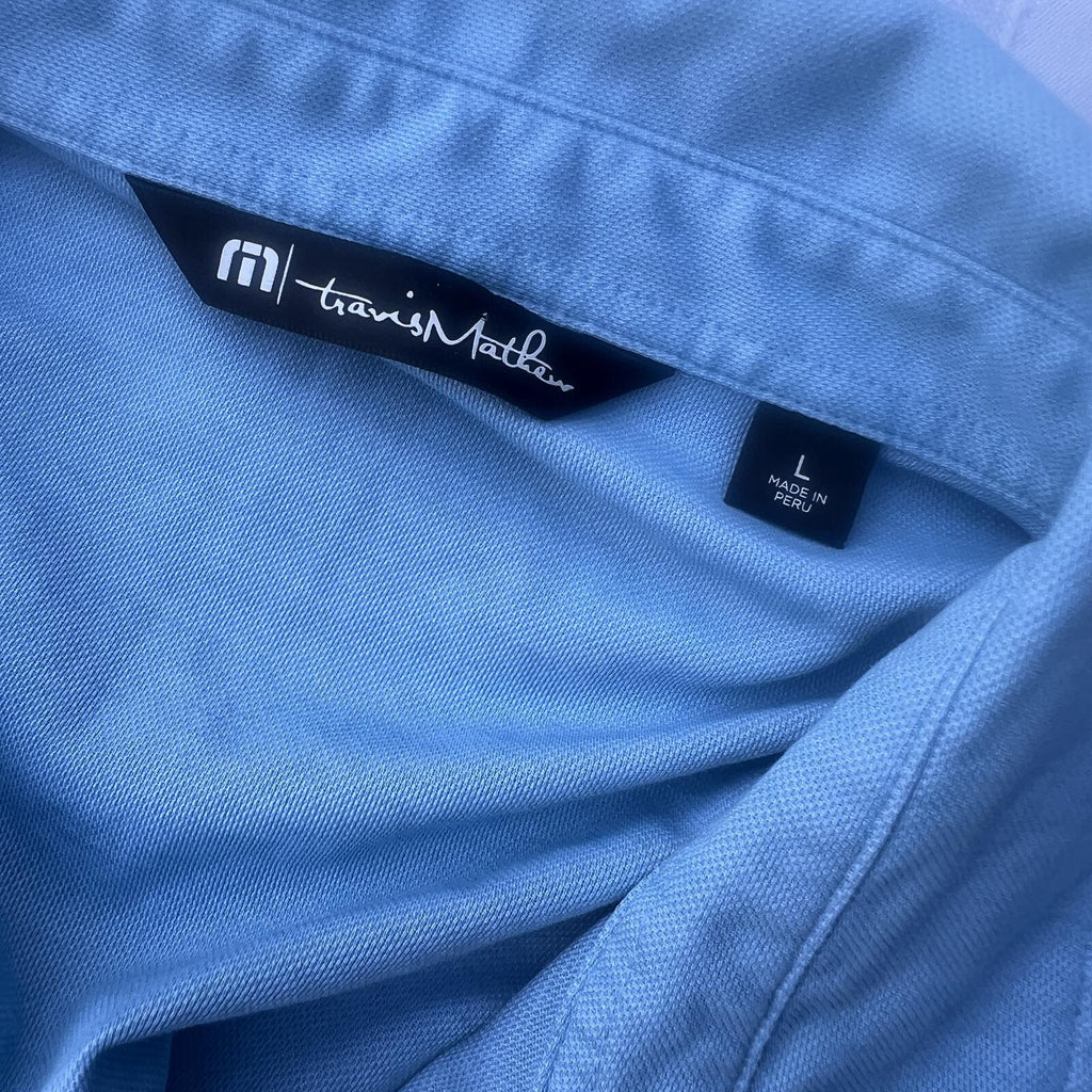 TravisMathew Blue Golf Polo Shirt Pima Cotton Blend Performance Men M