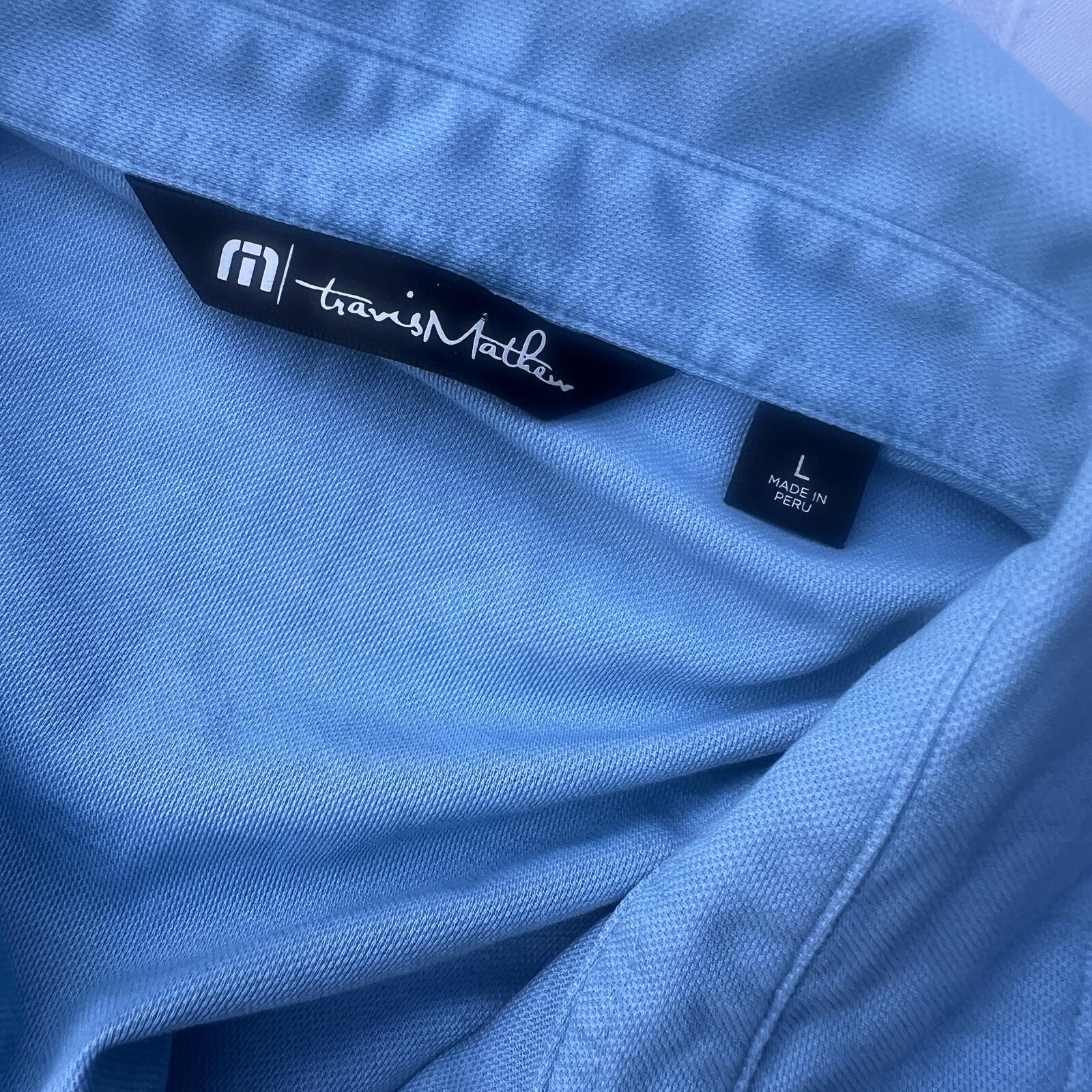 TravisMathew Blue Golf Polo Shirt Pima Cotton Blend Performance Men M