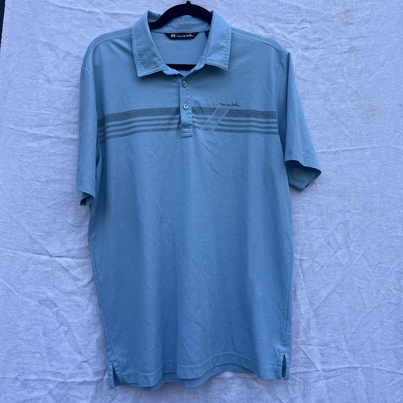 TravisMathew Blue Golf Polo Shirt Pima Cotton Blend Performance Men M
