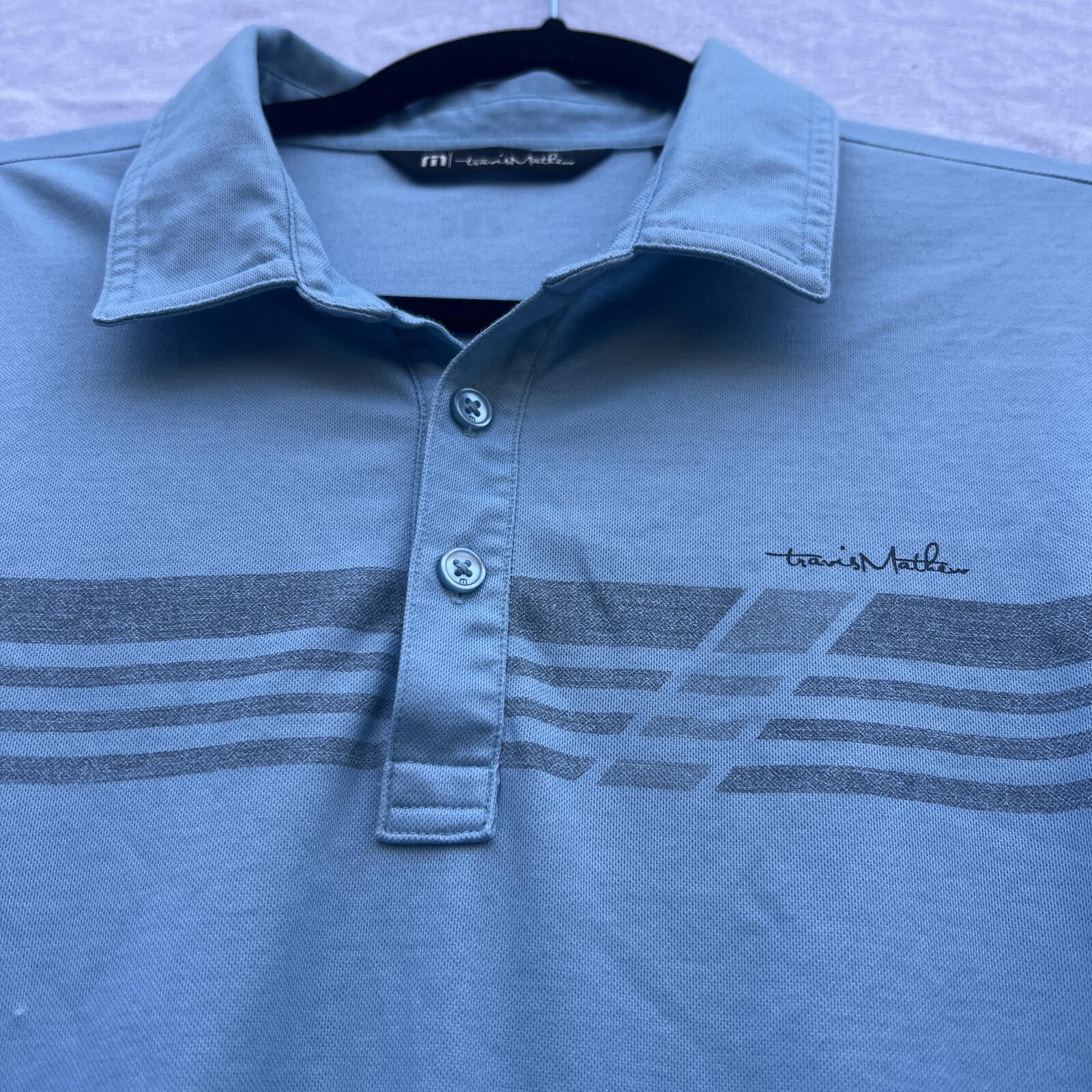 TravisMathew Blue Golf Polo Shirt Pima Cotton Blend Performance Men M