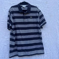 Lacoste Navy White Striped Polo Shirt Classic Croc Logo Size 8