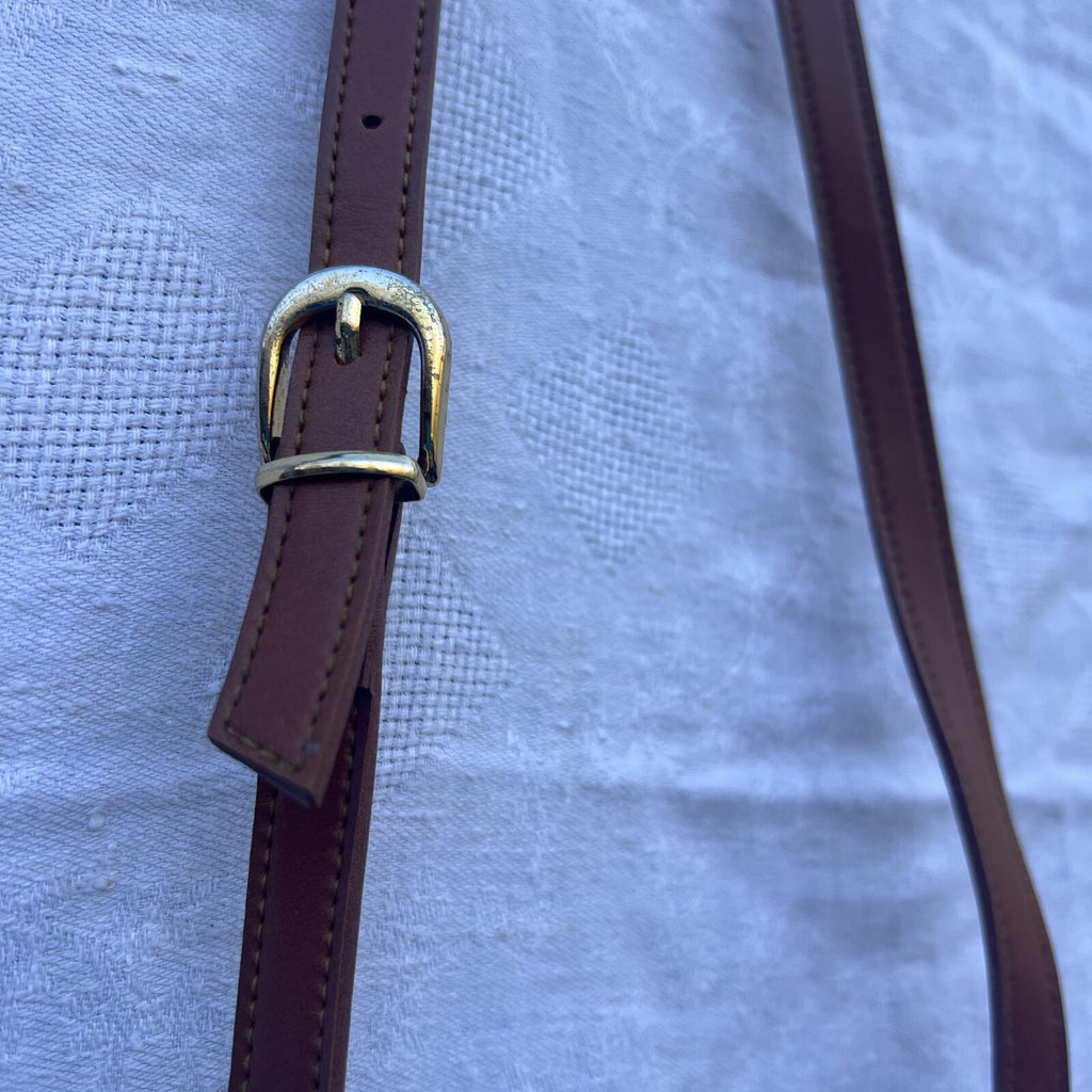 Vintage Pebbled Leather Crossbody Black & Tan Saddle Bag Classic Chic