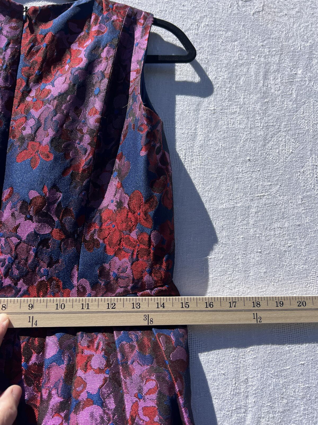Badgley Mischka Floral Jacquard Fit Flare Dress Blue Pink Size 8