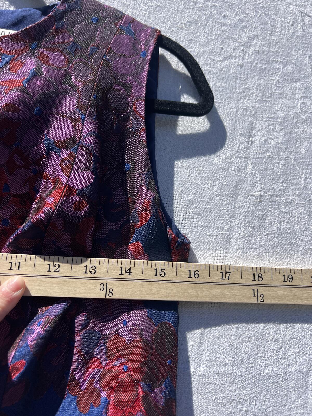 Badgley Mischka Floral Jacquard Fit Flare Dress Blue Pink Size 8