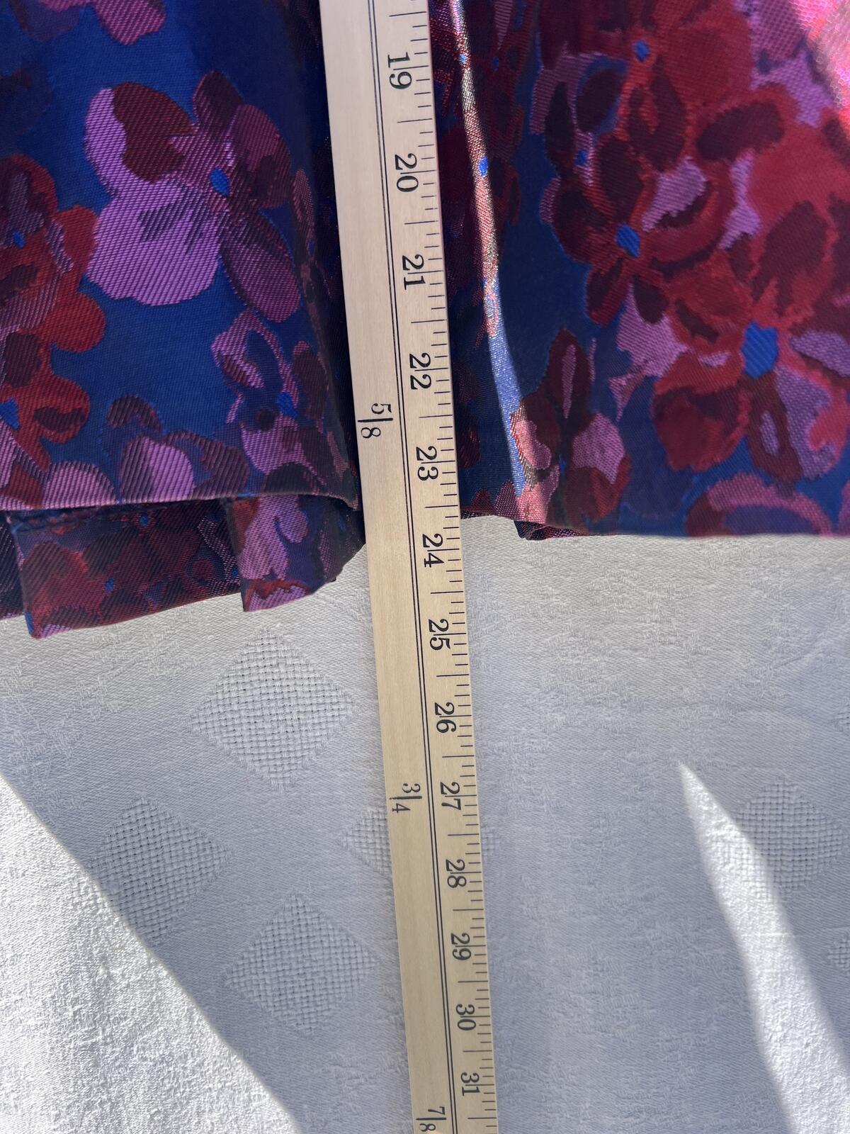Badgley Mischka Floral Jacquard Fit Flare Dress Blue Pink Size 8