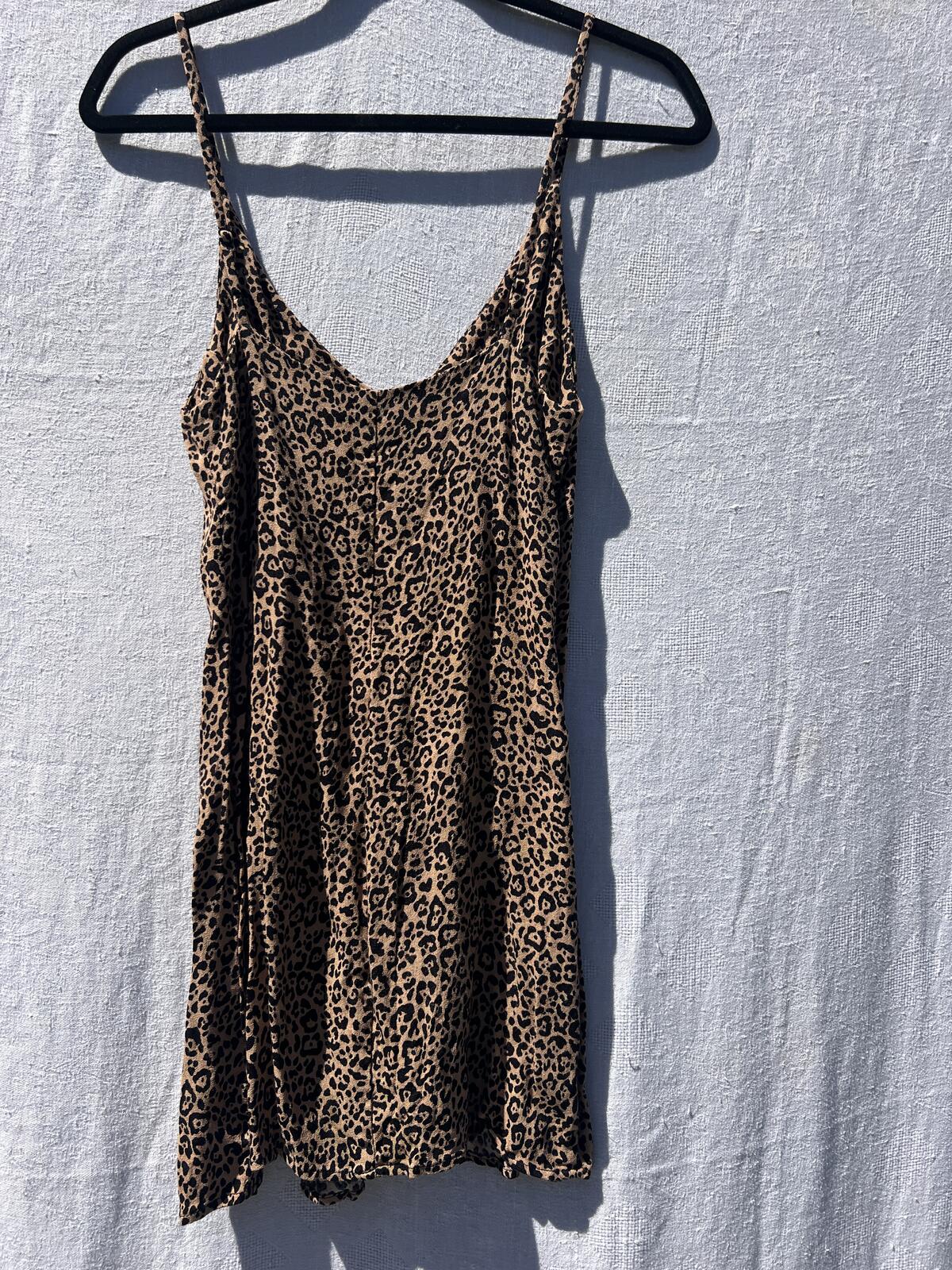 Reformation Leopard Print Slip Dress XS Brown Black Mini Strappy USA