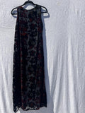 NWT Tessuto Petites Silk Velvet Burnout Floral Midi / Maxi Dress Black Red S
