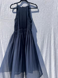 French Connection Navy Textured Chiffon Midi Dress Sleeveless Flowy