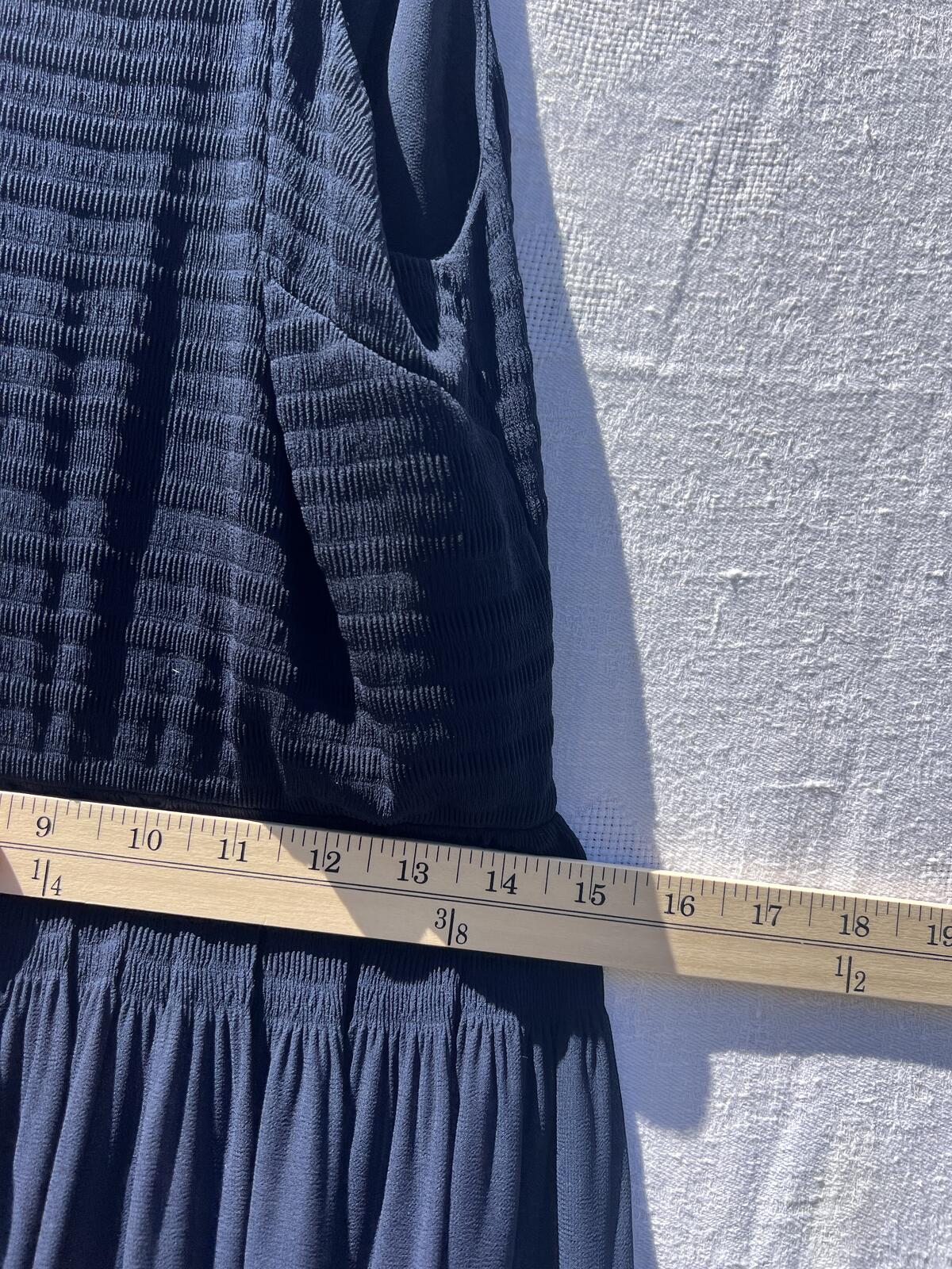 French Connection Navy Textured Chiffon Midi Dress Sleeveless Flowy