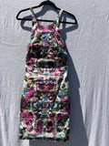 Nicole Miller Krista Sheath Dress Floral Pink Lined Strappy Size 2 Chic