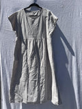 Womens XL Taupe Cotton Blend Dress Short Sleeve Babydoll Casual Midi