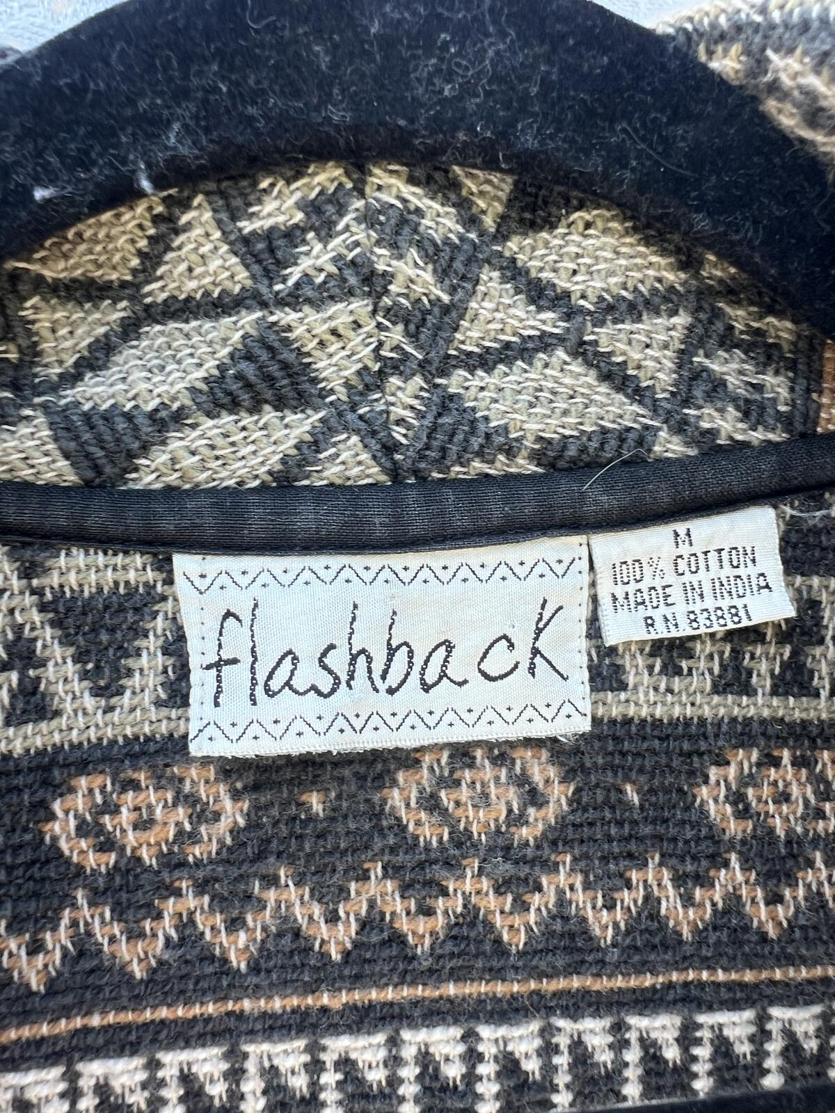 Flashback Aztec Tapestry Jacket Womens Medium Tribal Boho Open Front Coat