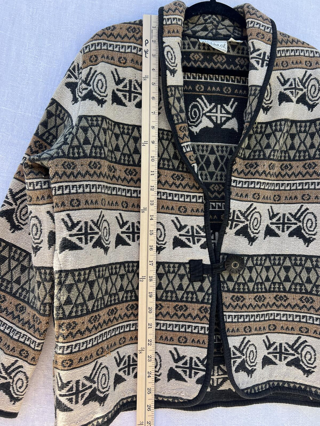 Flashback Aztec Tapestry Jacket Womens Medium Tribal Boho Open Front Coat