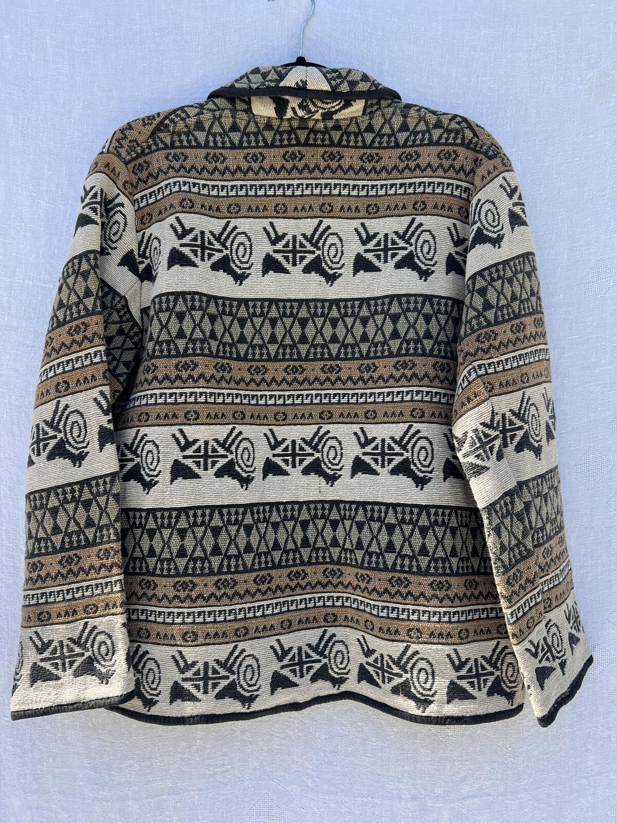 Flashback Aztec Tapestry Jacket Womens Medium Tribal Boho Open Front Coat