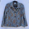 CMC Blue Brown Floral Tapestry Jacket Womens Large Boho Button Front Coat