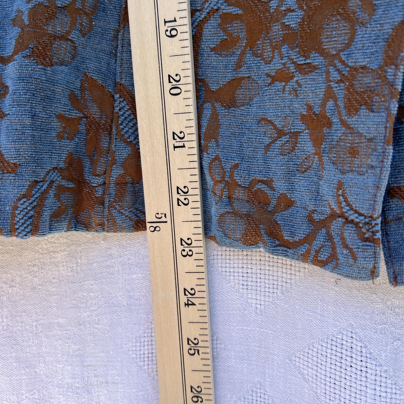 CMC Blue Brown Floral Tapestry Jacket Womens Large Boho Button Front Coat