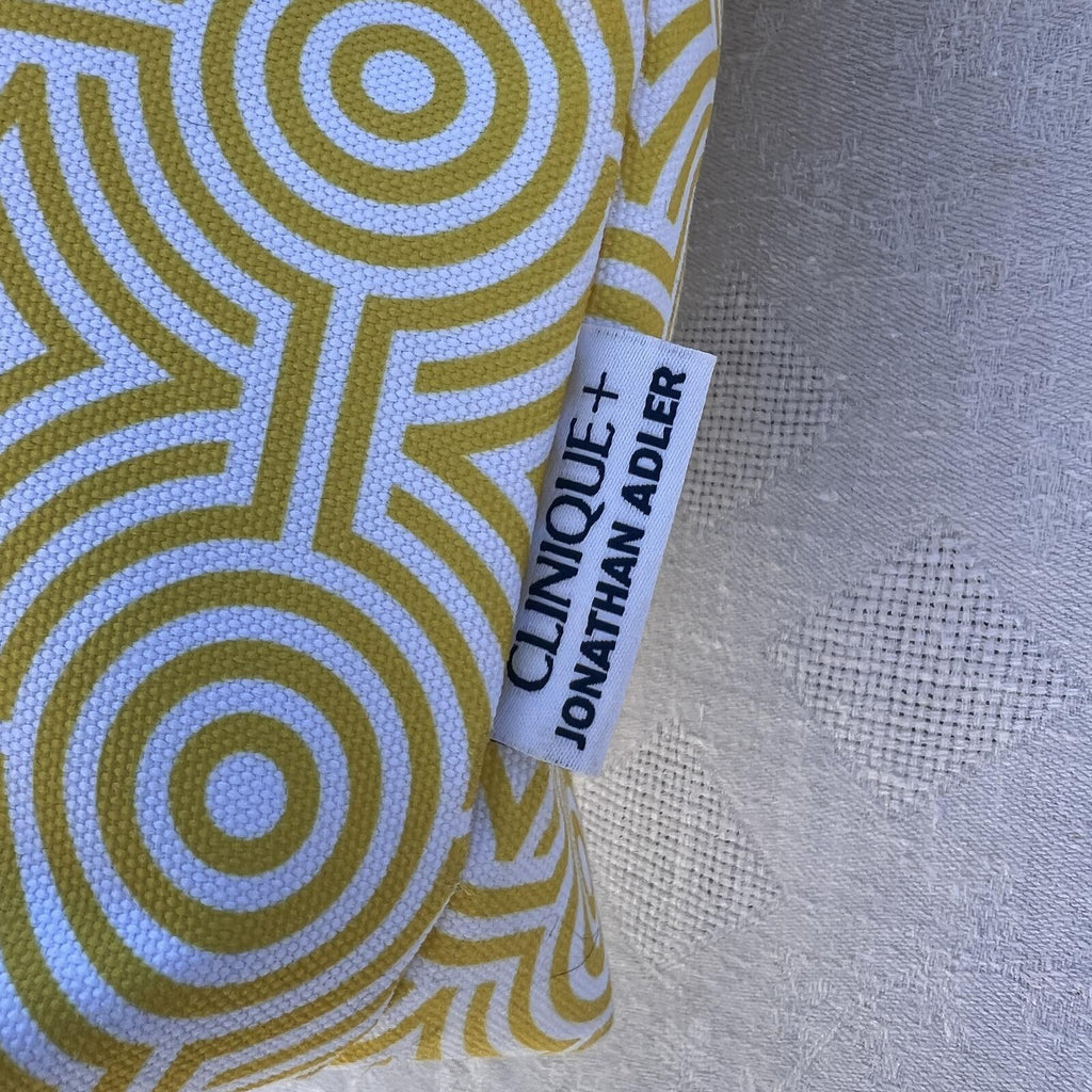 Clinique x Jonathan Adler Yellow Geometric Tote Pom Pom Beach Travel Bag