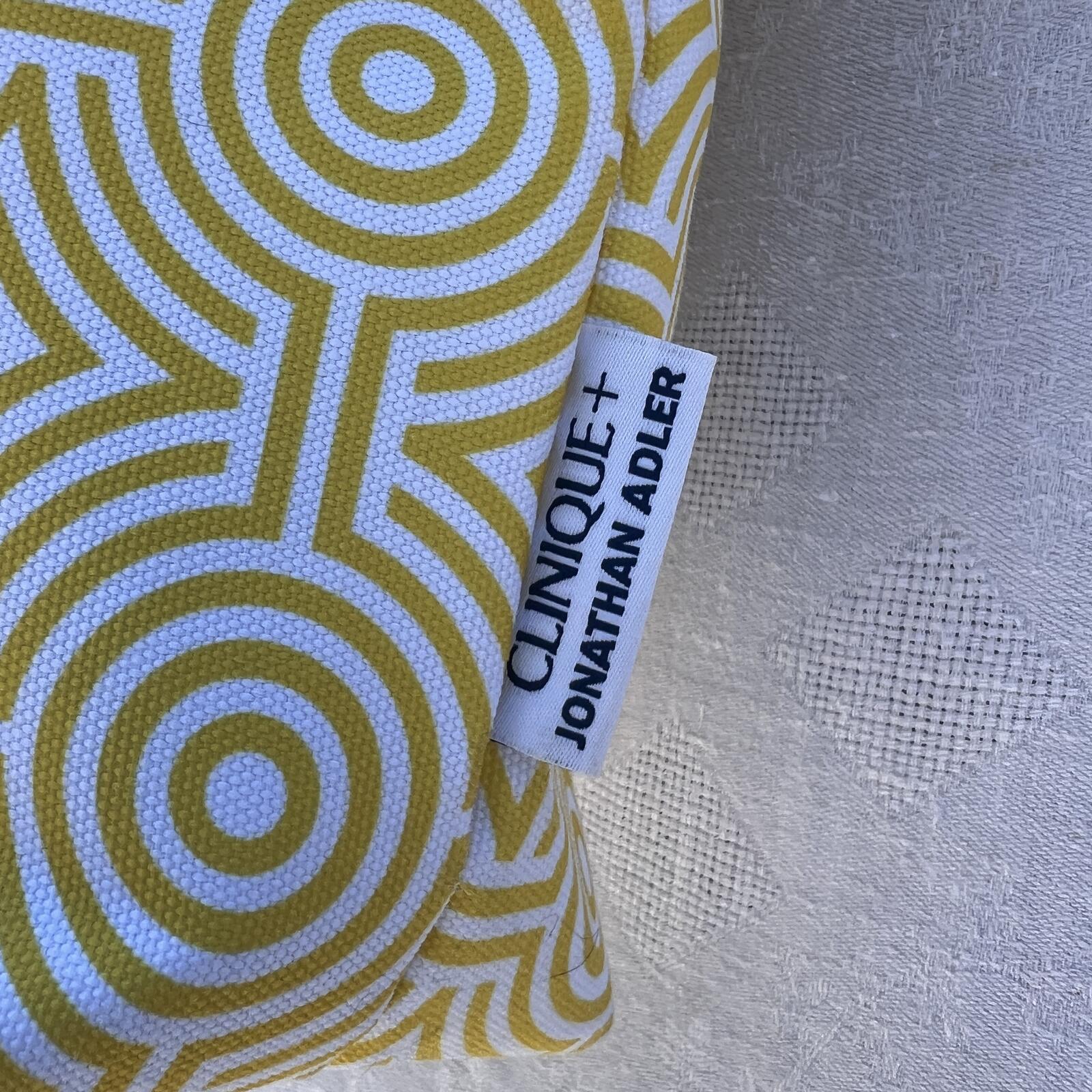 Clinique x Jonathan Adler Yellow Geometric Tote Pom Pom Beach Travel Bag