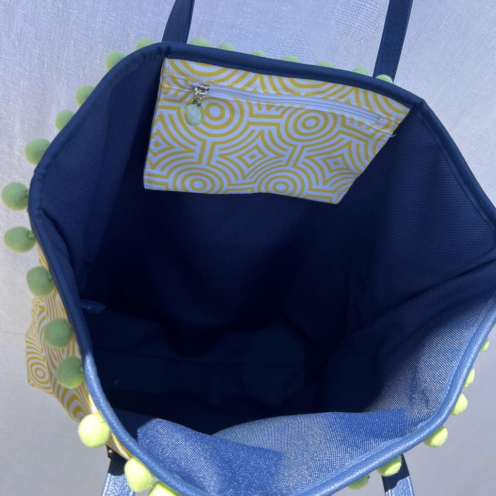 Clinique x Jonathan Adler Yellow Geometric Tote Pom Pom Beach Travel Bag