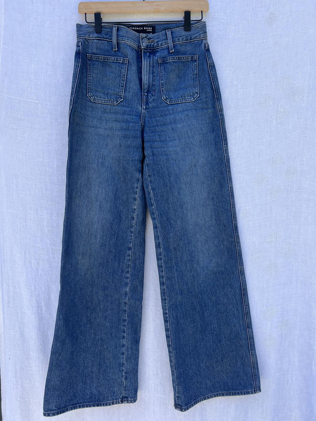 Veronica Beard Taylor Wide Leg Jeans High Rise Blue Denim Size 26