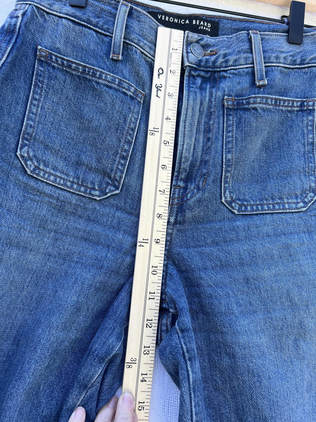 Veronica Beard Taylor Wide Leg Jeans High Rise Blue Denim Size 26