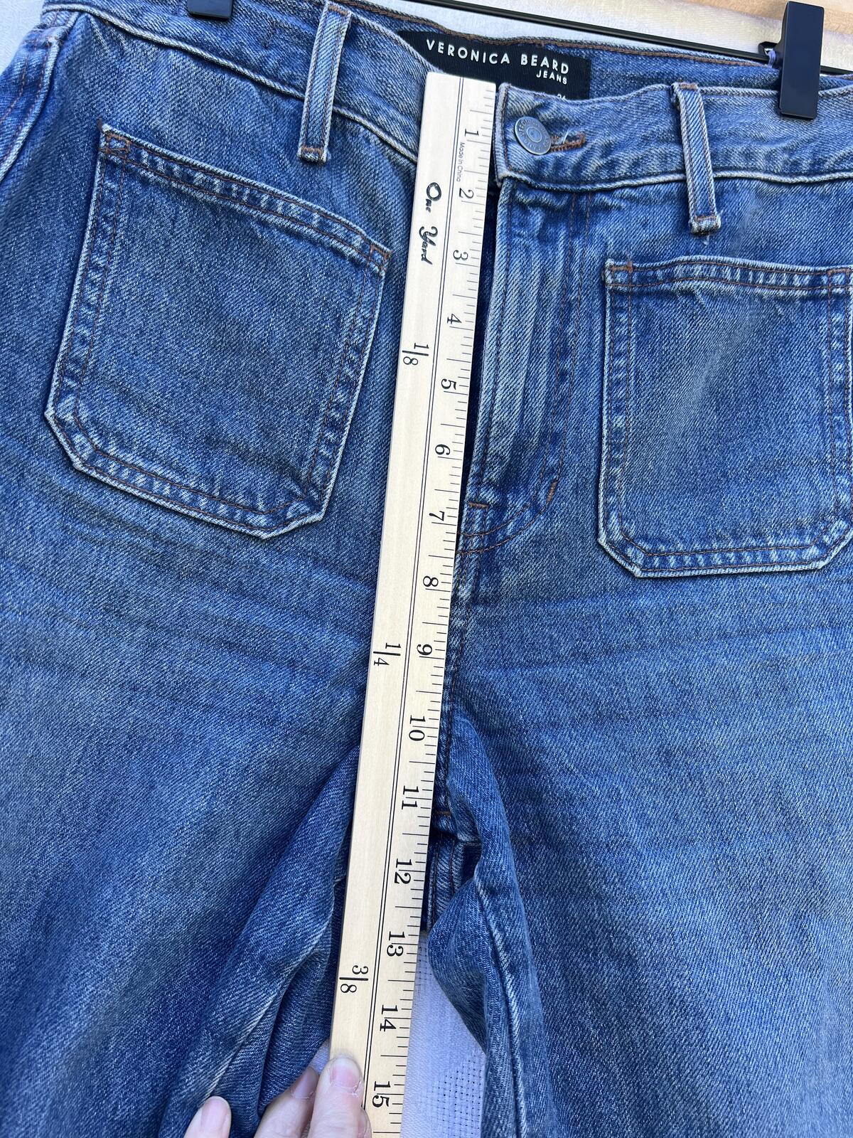 Veronica Beard Taylor Wide Leg Jeans High Rise Blue Denim Size 26