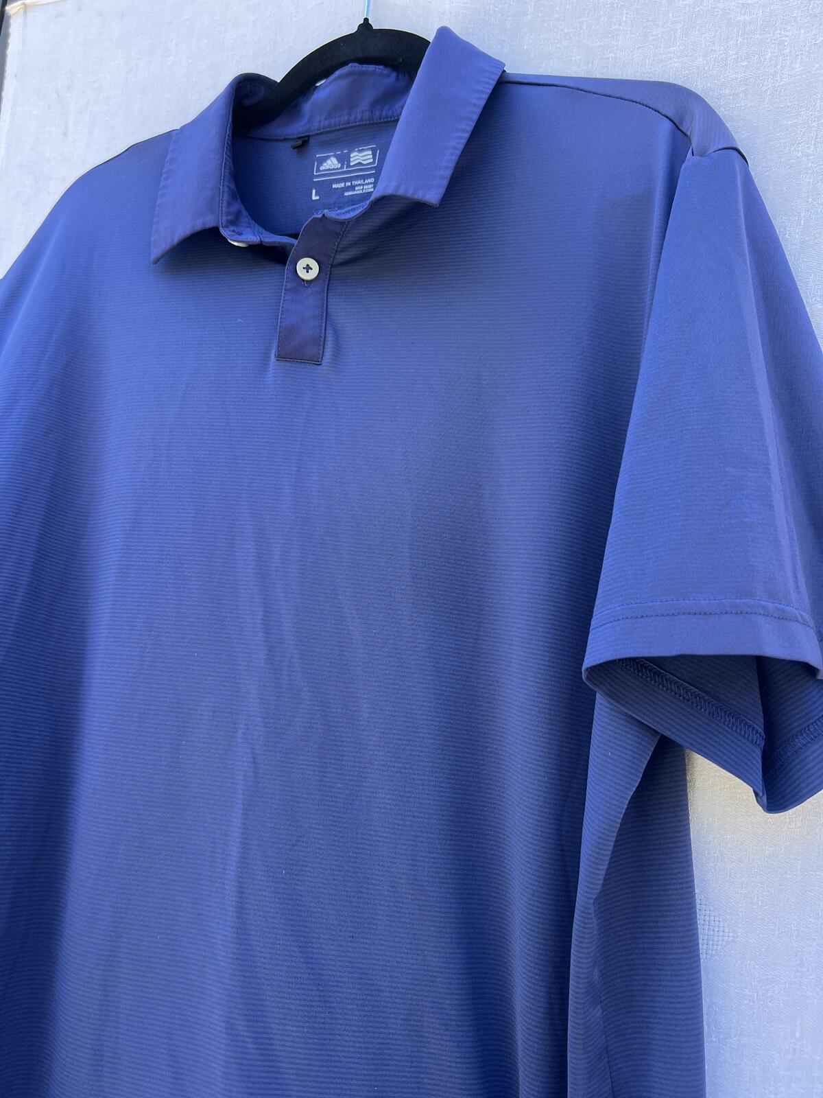 Adidas Golf Polo Shirt Blue Performance Stretch Mens Size Large L