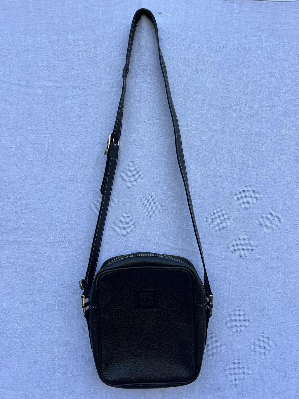 Vintage Guy Laroche Brown Leather Crossbody Bag Small Square Minimalist