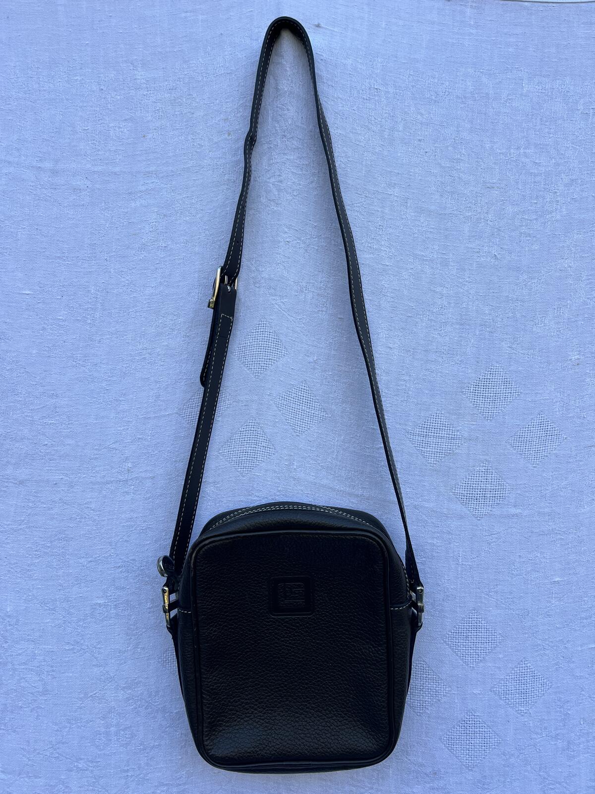 Vintage Guy Laroche Brown Leather Crossbody Bag Small Square Minimalist