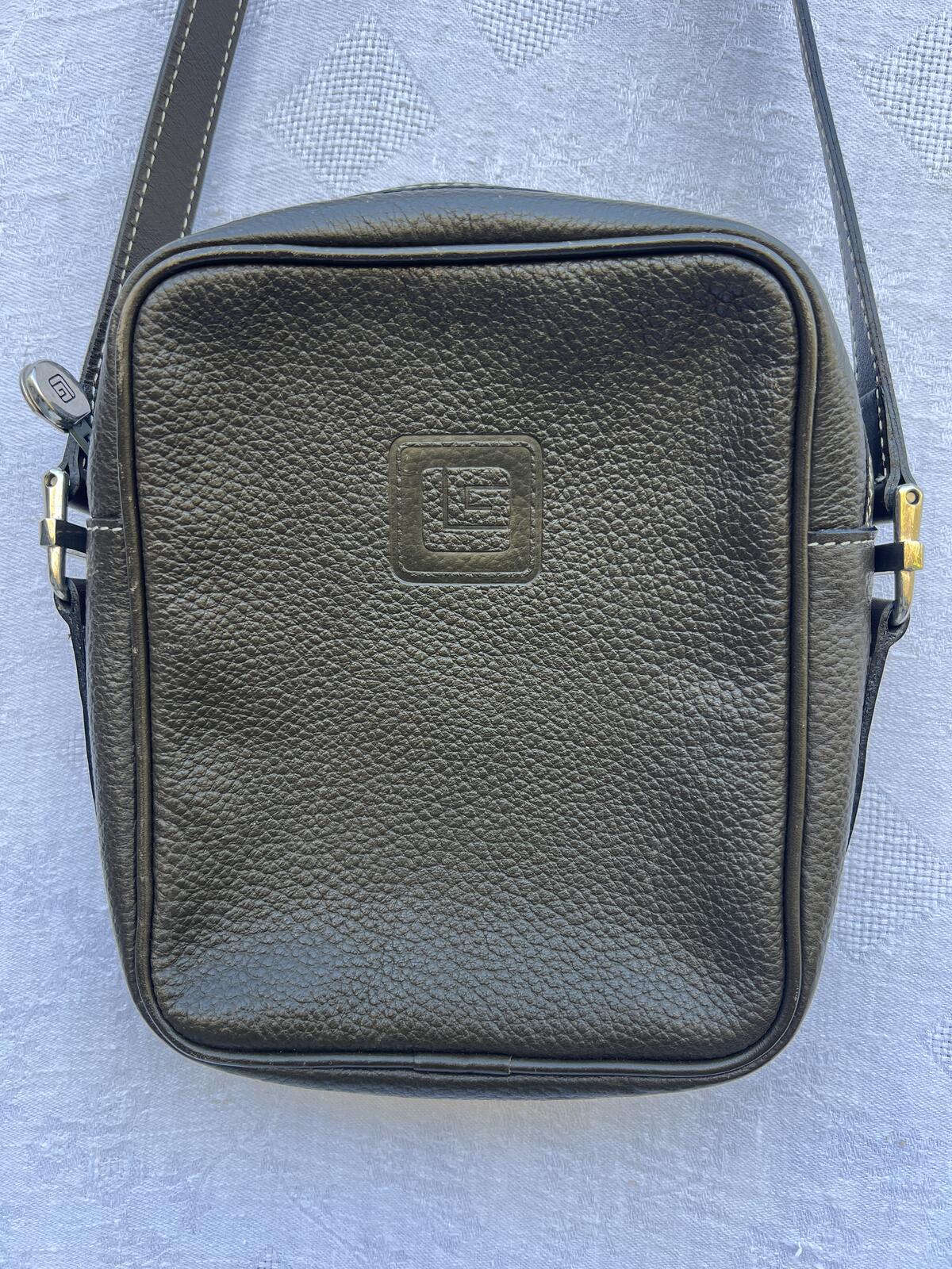 Vintage Guy Laroche Brown Leather Crossbody Bag Small Square Minimalist