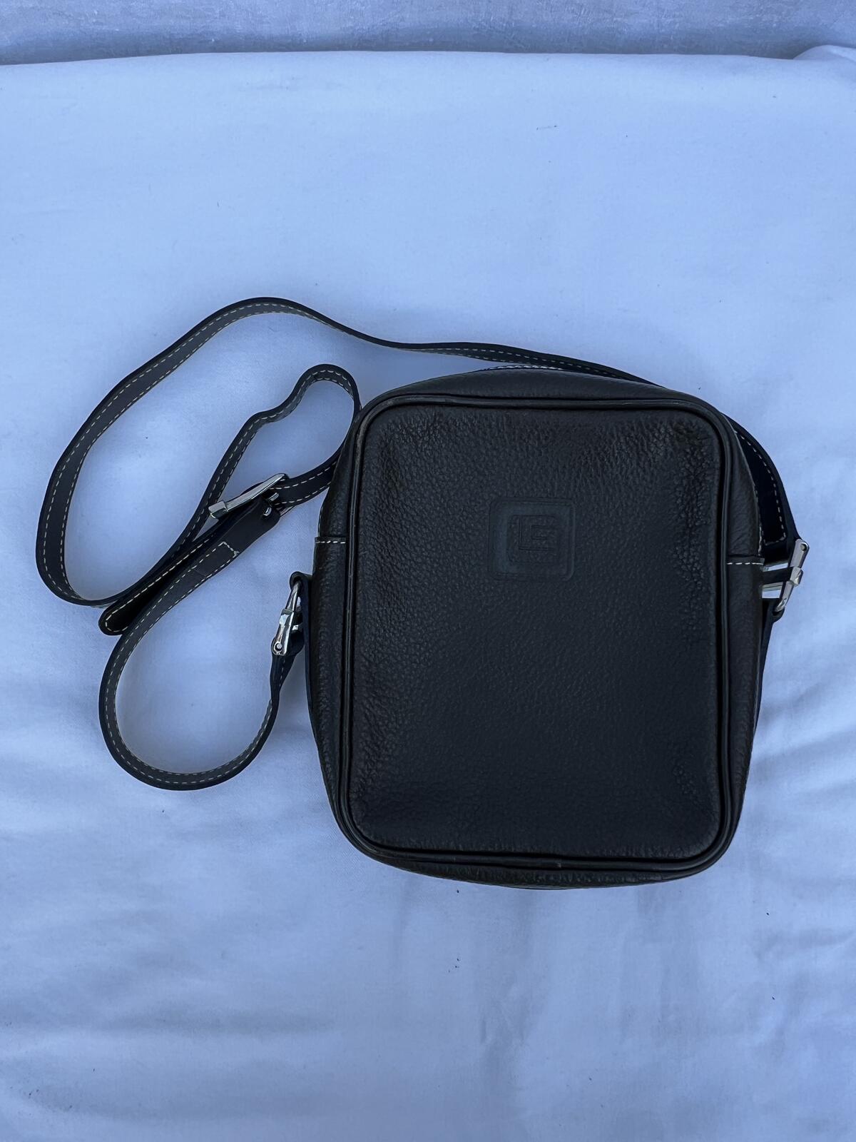 Vintage Guy Laroche Brown Leather Crossbody Bag Small Square Minimalist