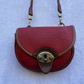 Vintage Dooney & Bourke Red AWL Leather Crossbody and Belt Saddle Bag USA Made