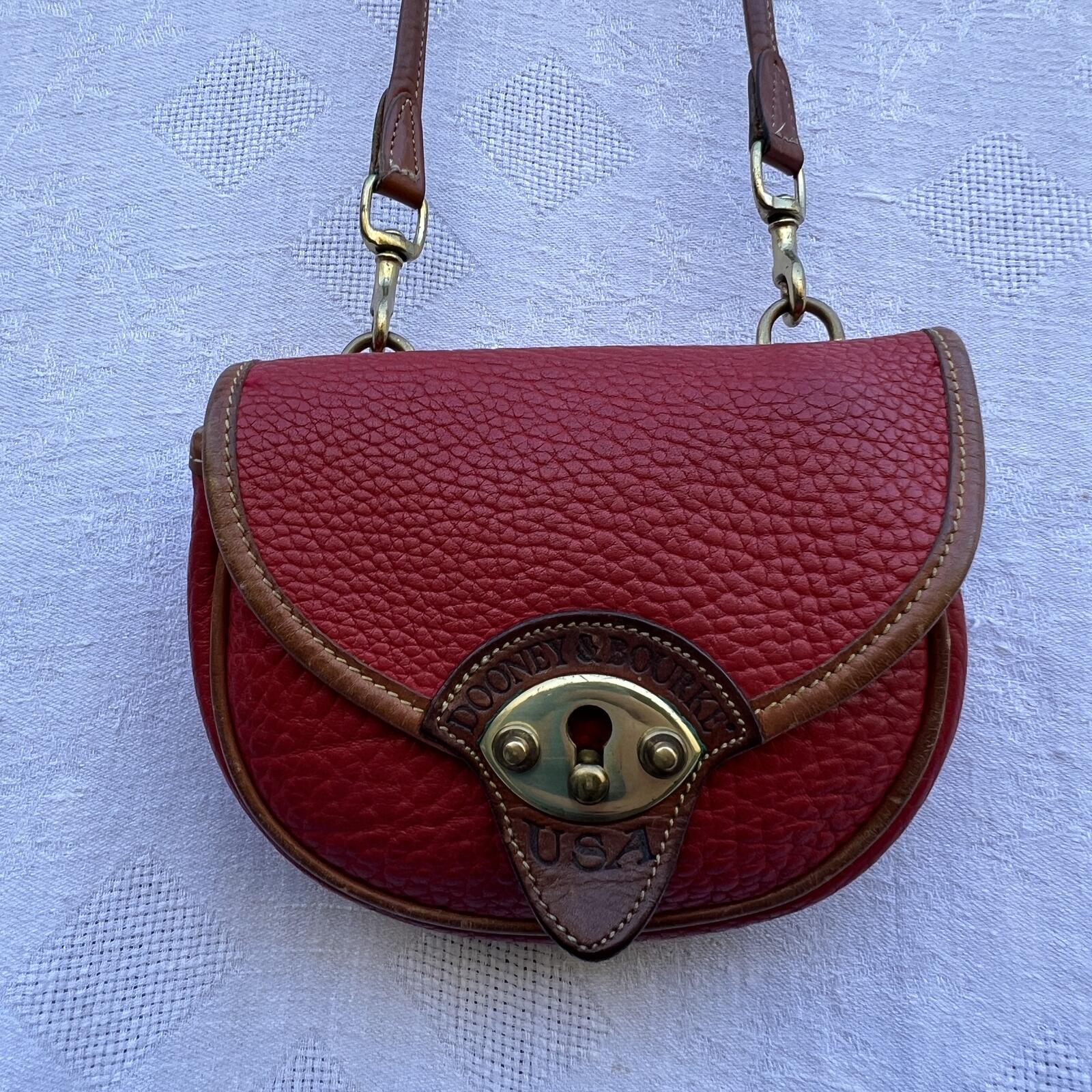 Vintage Dooney & Bourke Red AWL Leather Crossbody and Belt Saddle Bag USA Made