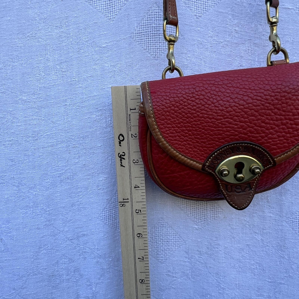 Vintage Dooney & Bourke Red AWL Leather Crossbody and Belt Saddle Bag USA Made